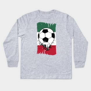 Vintage Mexican Flag with Football // Retro Mexico Soccer Kids Long Sleeve T-Shirt